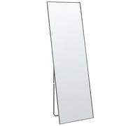 Beliani Specchio da terra a figura intera rettangolare vetro e metallo nero 50 x 156 cm