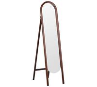 Beliani Specchio da terra retrò con cornice in marrone scuro 30 x 150 cm
