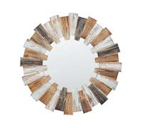 Beliani Specchio decorativo parete moderno rotondo 66 cm mano legno chiaro