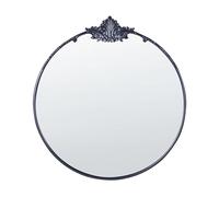 Beliani Specchio decorativo rotondo da parete in stile glamour da appendere ⌀ 67 cm Nero