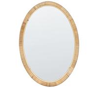 Beliani Specchio ovale da parete in rattan naturale 70x50 cm