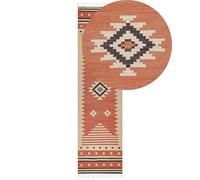 Beliani Tappeto Kilim in cotone a motivo geometrico reversibile con frange 80 x 300 cm Multicolore