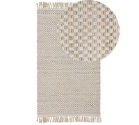 Beliani Tappeto Realizzato a Mano in Iuta e Cotone Beige 80 x 150 cm Rustico