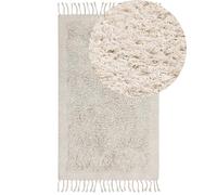 Beliani Tappeto rettangolare in cotone con frange 80 x 150 cm beige