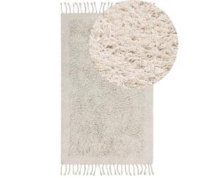 Beliani Tappeto rettangolare in cotone con frange 80 x 150 cm beige