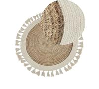 Beliani Tappeto rotondo iuta beige chiaro 120 cm stile boho