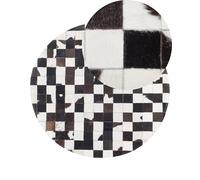 Beliani Tappeto tondo in pelle ø 140 cm bianco e nero