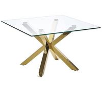 Beliani Tavolino da Caffè Basso in Vetro e Oro Quadrato 70 x 70 cm