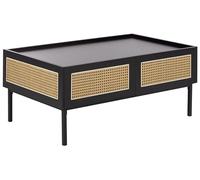 Beliani Tavolino da caffè Boho Cassetti in rattan Struttura in ferro MDF con intreccio viennese Nero