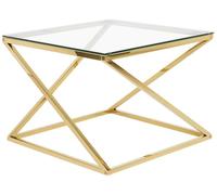 Beliani Tavolino da Caffè Struttura in Acciaio Dorato e Piano Quadrato in Vetro