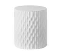 Beliani Tavolino in fibra di vetro MgO Forma rotonda Macchia Ruggine Acqua Vento Effetto Terrazzo Bianco ø 37