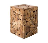 Beliani Tavolino in Legno di Teak Marrone Chiaro a Mosaico 30 x 30 cm