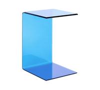 Beliani Tavolino moderno in vetro semitrasparente a sbalzo 40 x 61 cm Blu