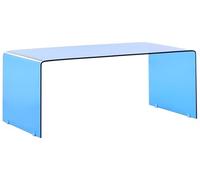 Beliani Tavolino moderno minimalista rettangolare in vetro semitrasparente blu