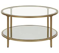Beliani Tavolino rotondo piano in vetro temperato e metallo oro ø 70 cm