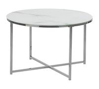 Beliani Tavolino Tondo con Piano Effetto Marmo Bianco e Base Argento 70 cm