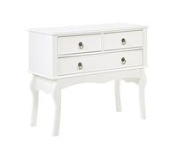 Beliani Tavolo consolle bianco in stile retrò con 3 cassetti