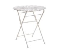 Beliani Tavolo da bistrot da esterno con piano rotondo in metallo effetto invecchiato bianco sporco
