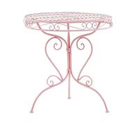 Beliani Tavolo da Giardino Rotondo in Metallo Rosa Balcone Terrazza Stile Retró