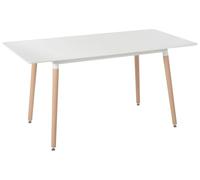 Beliani Tavolo da Pranzo allungabile MDF Legno Chiaro Bianco 120/150 x 80 cm 4 Persone Gambe in faggio Soggiorno