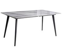 Beliani Tavolo da pranzo da giardino Piano in pietra sinterizzata Struttura in ferro Resistente ai raggi UV Marmo nero e grigio