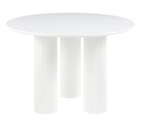 Beliani Tavolo da pranzo rotondo con gambe a colonna scanalate e a costine design minimalista MDF 120 cm bianco