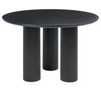 Beliani Tavolo da pranzo rotondo con gambe a colonna scanalate e a costine MDF 120 cm nero