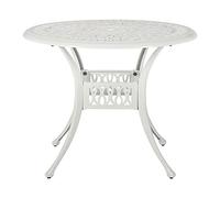 Beliani Tavolo Rotondo da Giardino Stile Vintage Alluminio Bianco sporco ø 90 cm