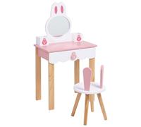 Beliani Toiletta da cameretta con specchio e sgabello Rosa Margie