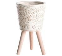 Beliani Vaso per piante da interno e da esterno in stile vintage, bianco sporco