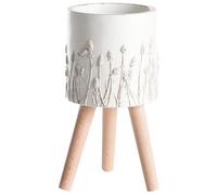 Beliani Vaso per piante da interno e da esterno in stile vintage e anticato bianco sporco