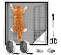 BELICOO Griglia per finestra per gatti, 100 x 150 cm, ispessita, autoadesiva, regolabile, per fai da te, con spazzola/forbici/cucitrice/graffette, rete di protezione per animali domestici, tiene