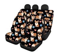 Belidome Animal Corgi - Set di coprisedili per auto da donna, 2 coprisedili anteriori + 2 cuscini protettivi per sedili posteriori, comodi ed elastici