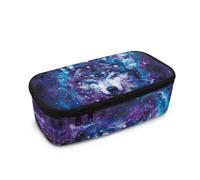 Belidome Astuccio di grande capacità, con cerniera, per il rientro a scuola, per bambini e ragazzi, Galassia del lupo, Taglia unica, Organizer per borse