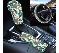 Belidome - Coprisedia per Volante Universale con Motivo Carino Bradipo, Cuscinetto per Freno a Mano e Pomello del Cambio, Rivestimento Antiscivolo per Auto, per Donne