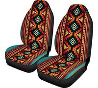 Belidome - Coprisedili per auto, 2 pezzi, stile tribale azteco navajo, stile quadrato, morbido, elasticizzato, accessorio per proteggere gli interni di SUV e camion