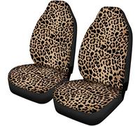 Belidome - Coprisedili per auto, con stampa leopardata, solo per sedili anteriori, morbidi, con retro elasticizzato, durevoli e antiscivolo