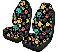 Belidome - Coprisedili per auto, solo per sedili anteriori, set completo, resistenti e traspiranti, motivo: graziose impronte di zampe di cane, multicolore