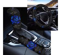 Belidome Coprivolante per auto con rosa blu, cuscino per volante da donna, durevole e universale