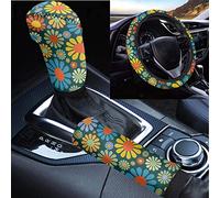 Belidome Coprivolante per auto, motivo floreale astratto, stile hippie, per pomello del cambio, freno a mano, colorato, motivo