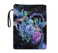 Belidome Custodia per libri con colibrì floreale da donna con cerniera per gli amanti dei libri con tasche frontali lavabile