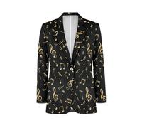 Belidome Giacca da uomo casual con un bottone, Note musicali dorate, XXL