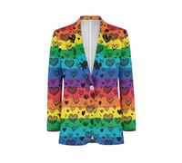 Belidome Giacca da uomo con un bottone aderente, Cuore Cuore Bandiera Arcobaleno, XS