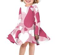 Belidome Little Big Girls Dress Abiti invernali a maniche lunghe Un pezzo, Cuore rosa., 7-8 Anni