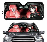 Belidome Parasole auto Baseball Dog Driver per Donne Uomini Blocca Sole Cuore, 145 x 69,5 CM
