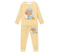 Belidome Pigiama carino Capybara per ragazzi e ragazze 3-16 anni pigiama set 2 pezzi, Capibara Dormire, 9-10 Years