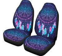 Belidome - Set completo di coprisedili anteriori per auto, stile etnico esotico, robusto, resistente a sporco e macchie, motivo con stampa di galassia e acchiappasogni