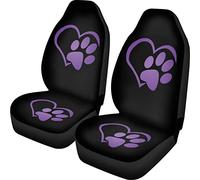 Belidome - Set completo di coprisedili per auto, unisex, universale, protezione morbida per auto, motivo con impronte di zampe di cane e cuori