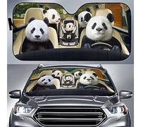 Belidome Simpatico parasole per parabrezza della famiglia di panda per auto, blocco automatico, luce solare, calore, 145 x 69,5 cm