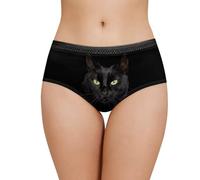 Belidome Slip intimo donna mutande morbide traspiranti leggere con vita nera, Gatto nero , L